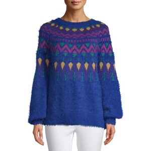Time‎ and Tru NWOT Fair Isle Fuzzy Sweater Size Large (12-14)